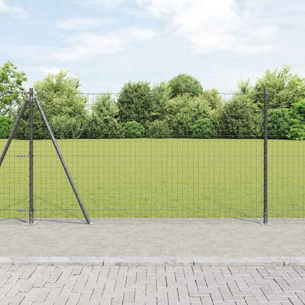 Eurų tvora su betono baze 10 x 1,2 m PVC dengtas plienas Pilka