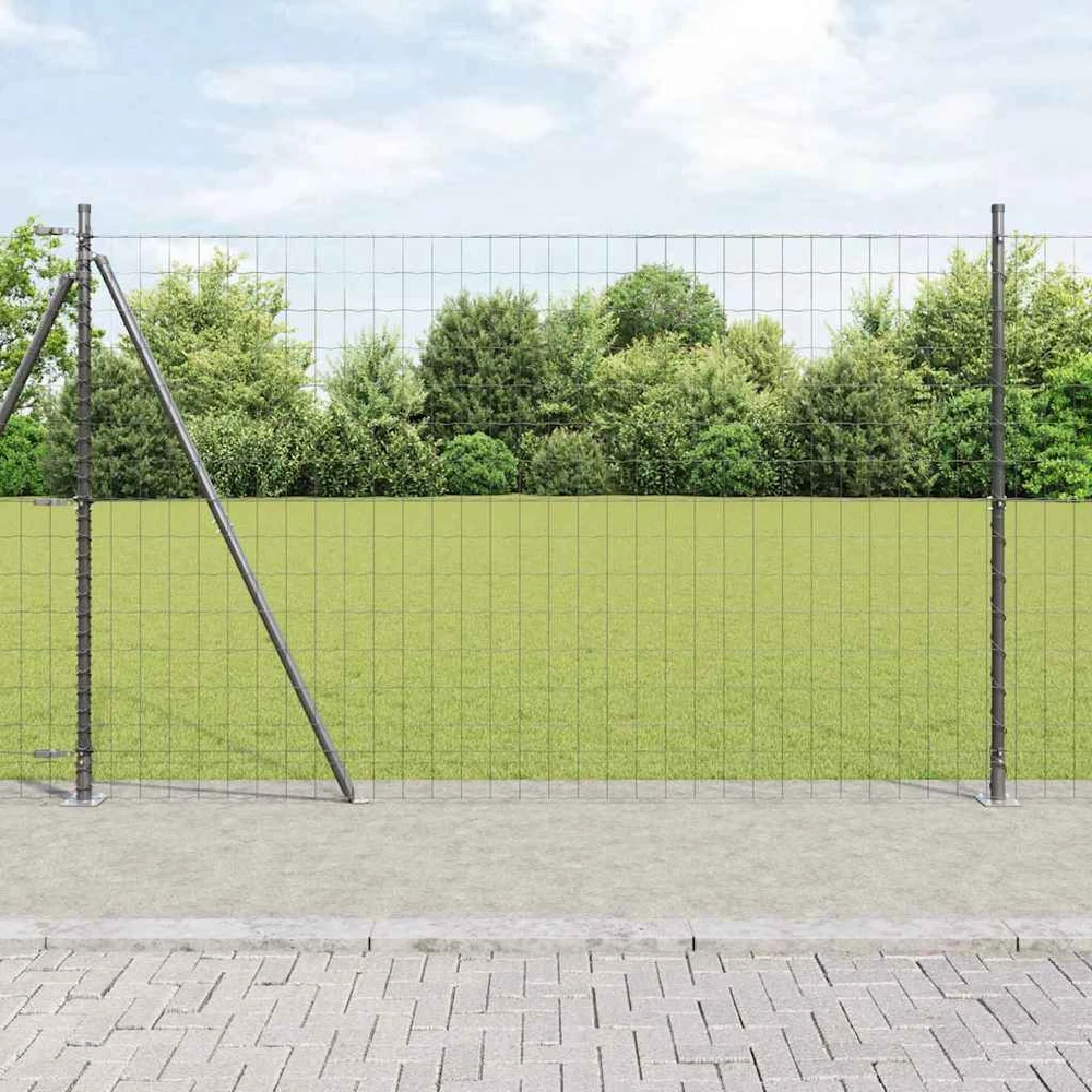 Eurų tvora su betono baze 10 x 1,4 m PVC dengtas plienas Pilka
