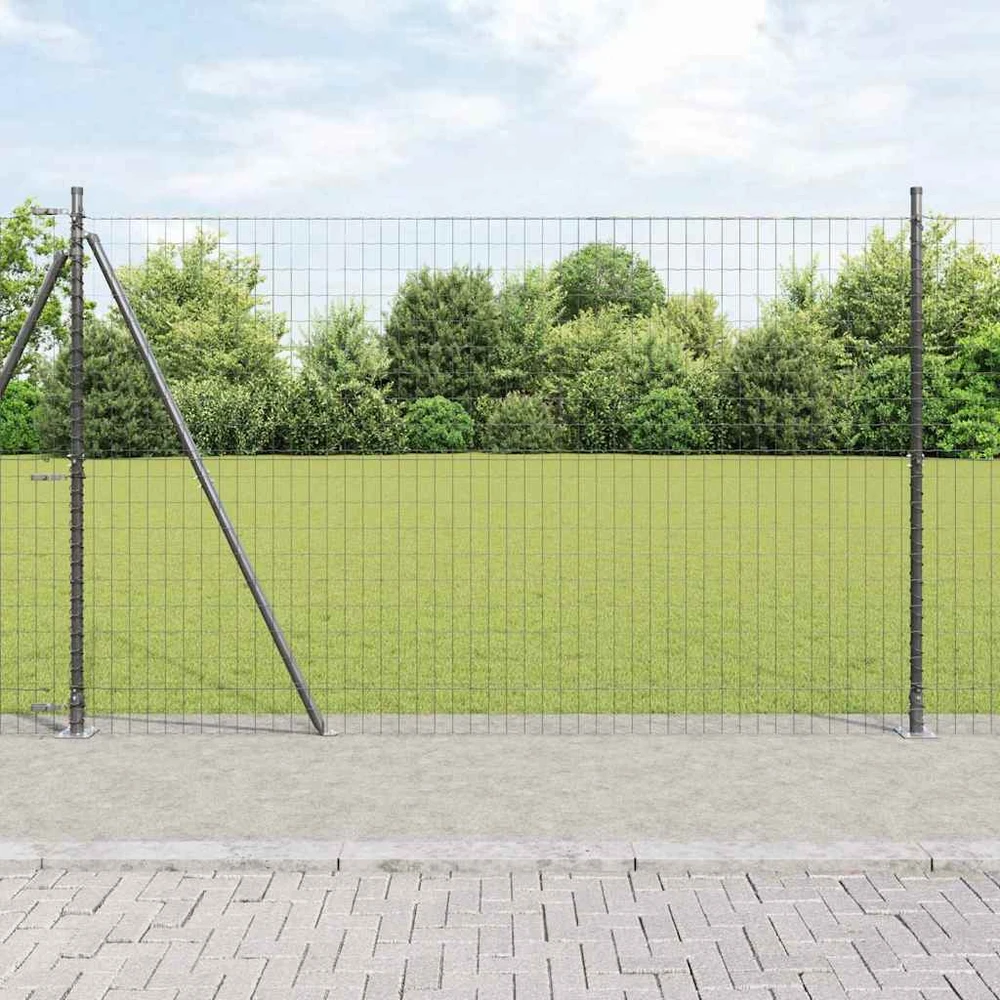 Eurų tvora su betono baze 10 x 1,4 m PVC dengtas plienas Pilka