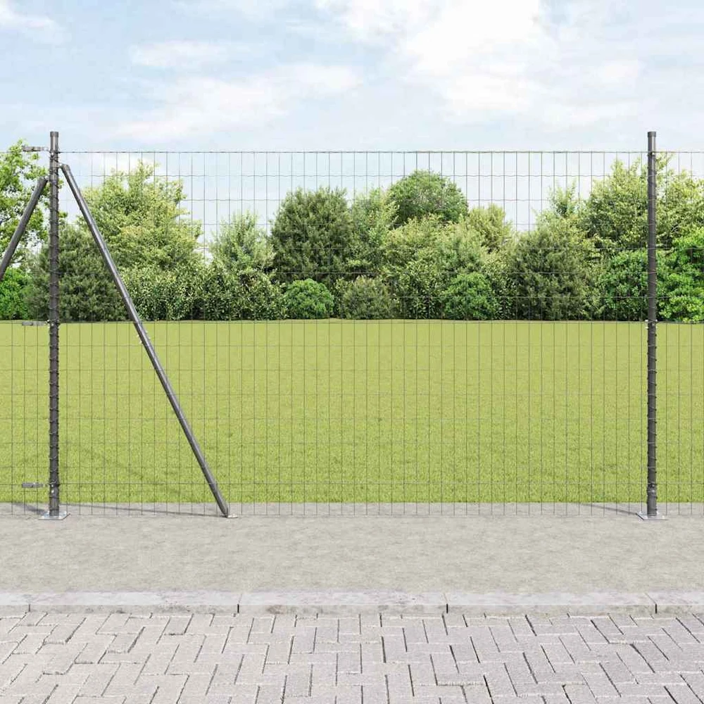 Eurų tvora su betono baze 10 x 1,4 m PVC dengtas plienas Pilka