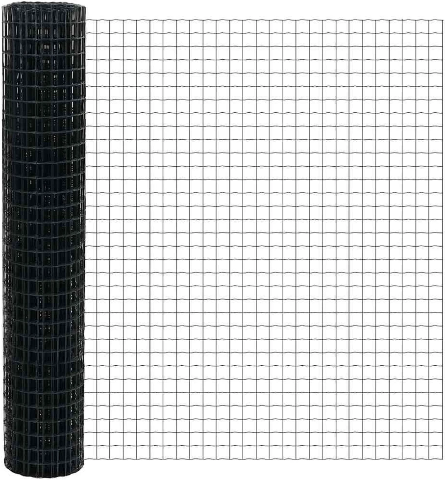 Eurų tvora su betono baze 10 x 1,4 m PVC dengtas plienas Pilka