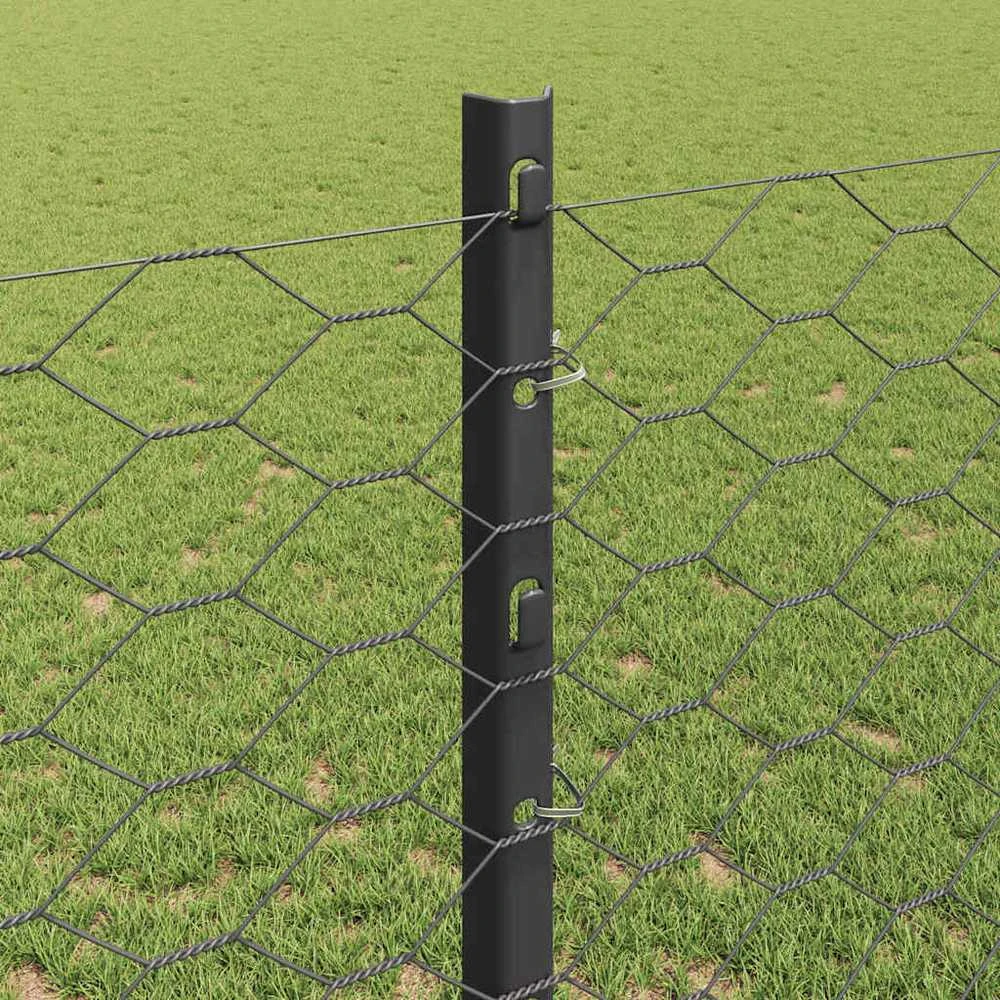 Hexagonal Fence with Post 100 x 1,2 m PVC dengtas plienas Pilka