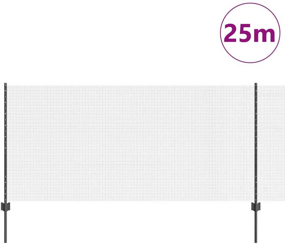 Suvirintas vielos tvora su stulpeliais 25 x 1 m Pilka Tinklelis