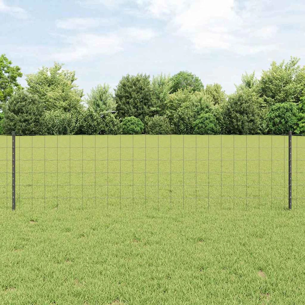 Euro tvoros su stulpu 25 x 0,6 m PVC dengtas plienas Pilka
