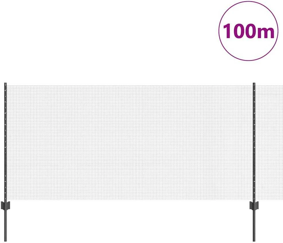 Suvirintas vielos tvora su stulpeliais 100 x 1 m Pilka