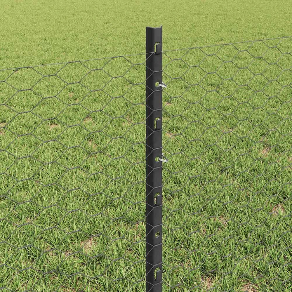 Hexagonal Fence with Post 10 x 0,6 m PVC dengtas plienas Pilka