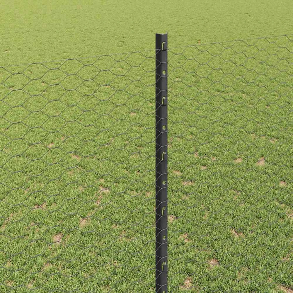 Hexagonal Fence with Post 100 x 1,6 m PVC dengtas plienas Pilka