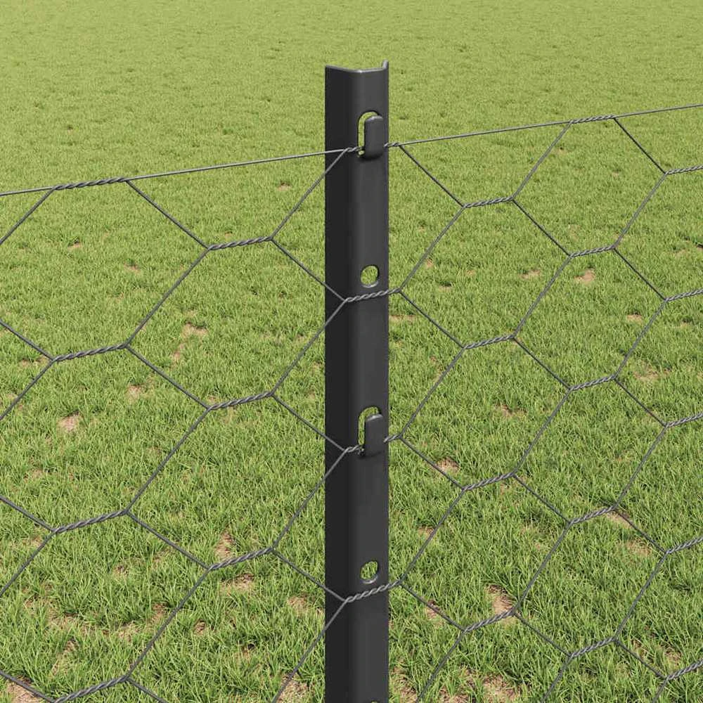 Hexagonal Fence with Post 100 x 1,2 m PVC dengtas plienas Pilka