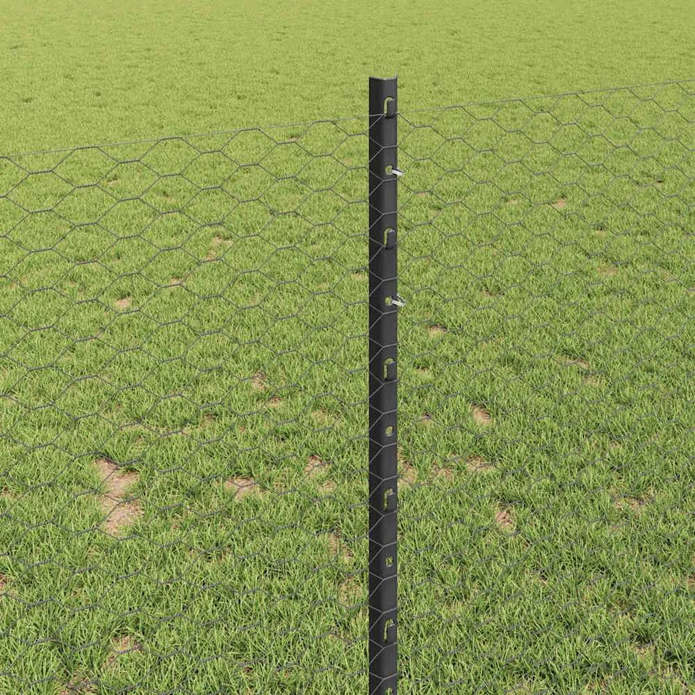 Hexagonal Fence with Post 10 x 1 m PVC dengtas plienas Pilka
