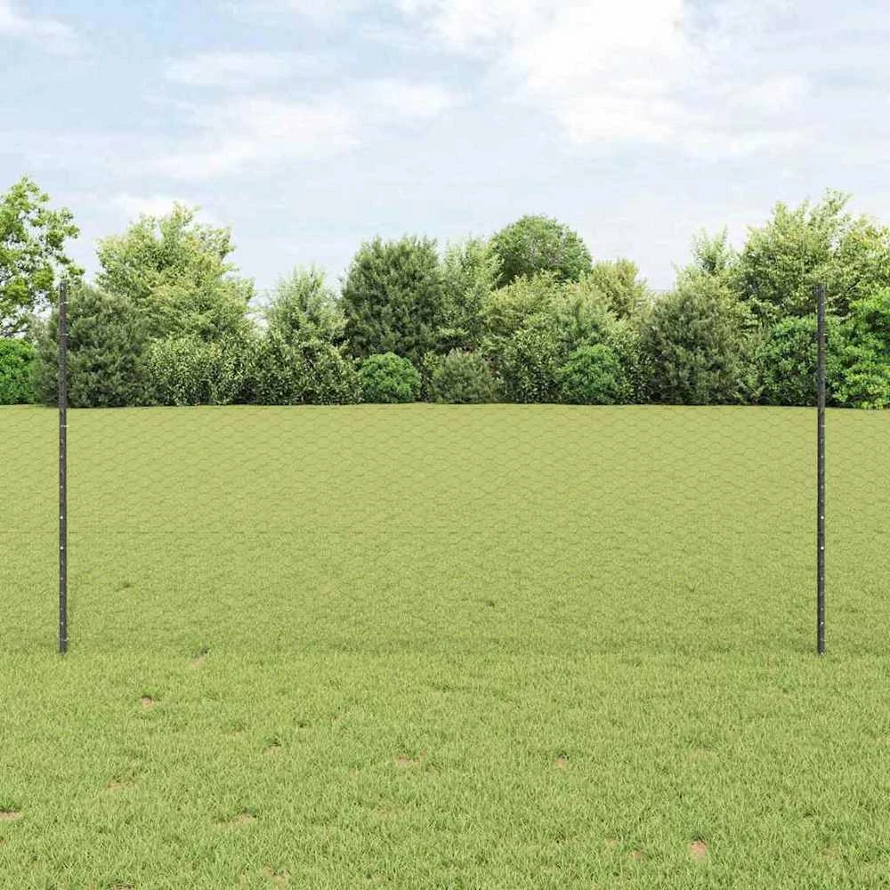 Hexagonal Fence with Post 100 x 1,2 m PVC dengtas plienas Pilka
