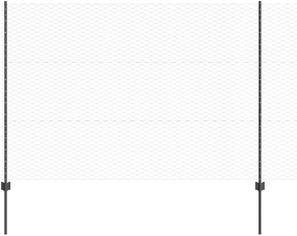 Hexagonal Fence with Post 25 x 1,5 m PVC dengtas plienas Pilka