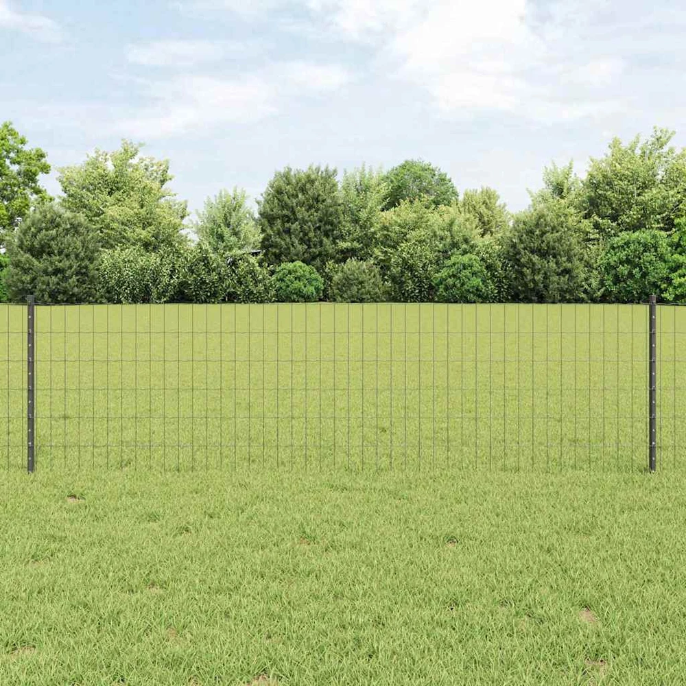 Euro tvoros su stulpu 50 x 0,6 m PVC dengtas plienas Pilka