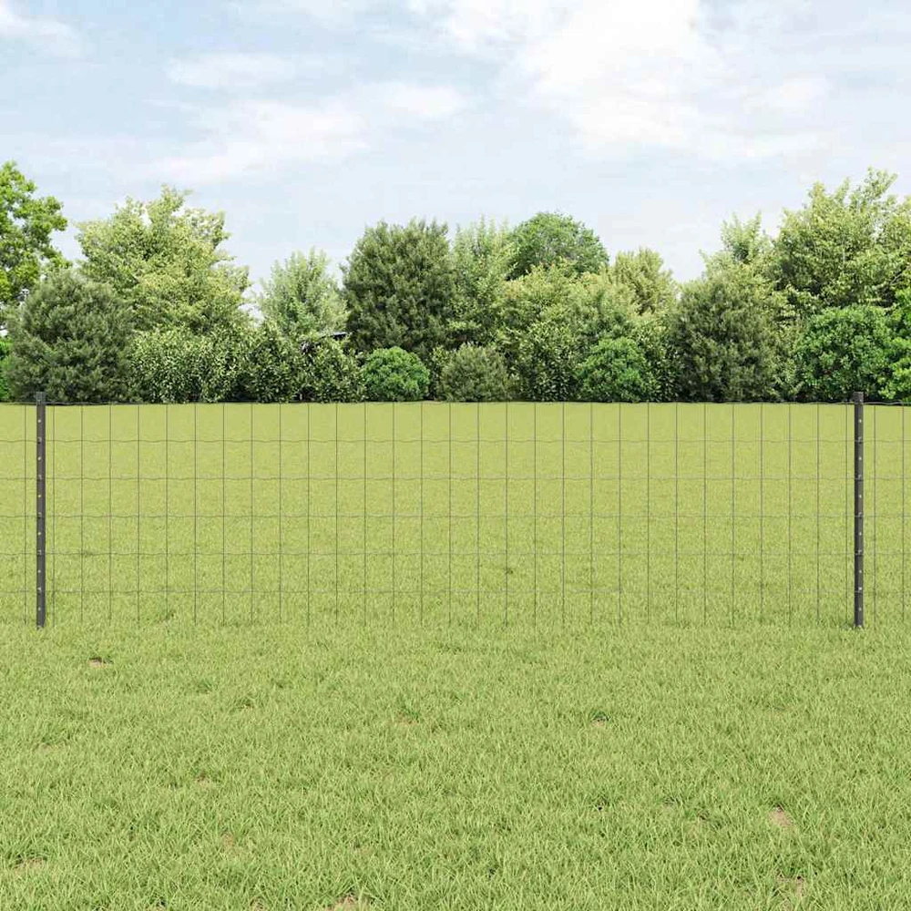 Euro tvoros su stulpu 50 x 0,6 m PVC dengtas plienas Pilka