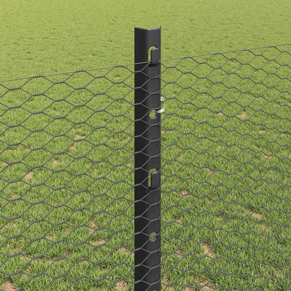 Hexagonal Fence with Post 100 x 1,2 m PVC dengtas plienas Pilka