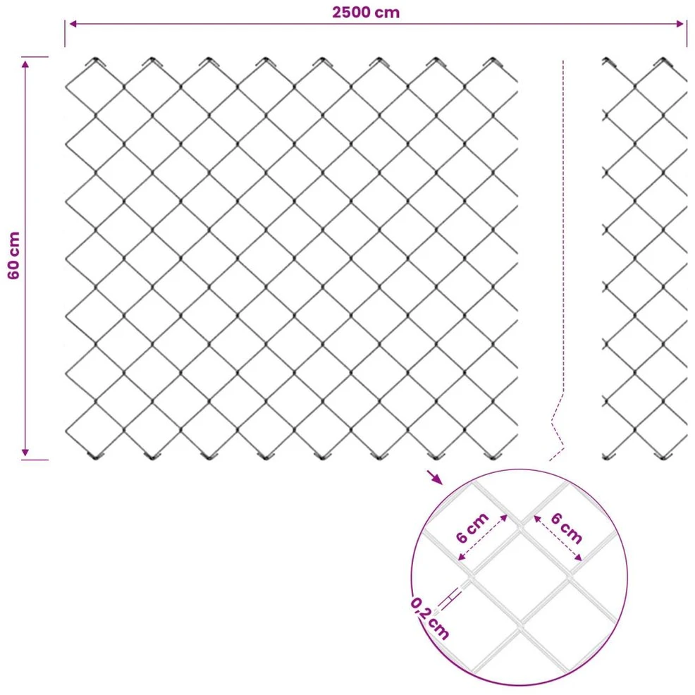 Grandininės tvoros su stulpeliu 25 x 0,6 m PVC dengtas plienas