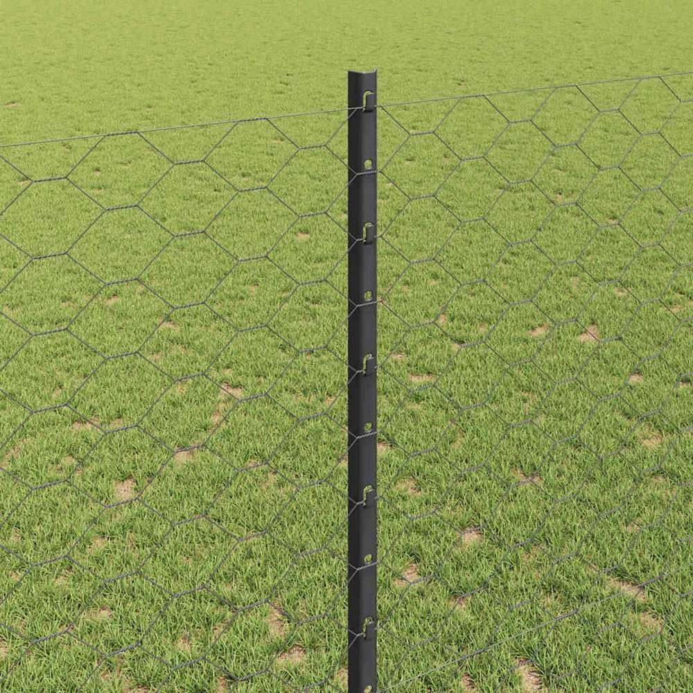 Hexagonal Fence with Post 100 x 1,4 m PVC dengtas plienas Pilka