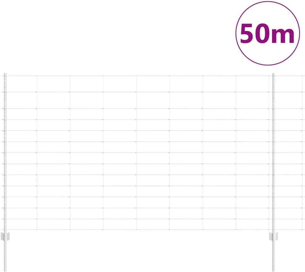 Lauko laukinė tvora su stulpais 50 x 1,4 m Sidabrinė Tinklelis