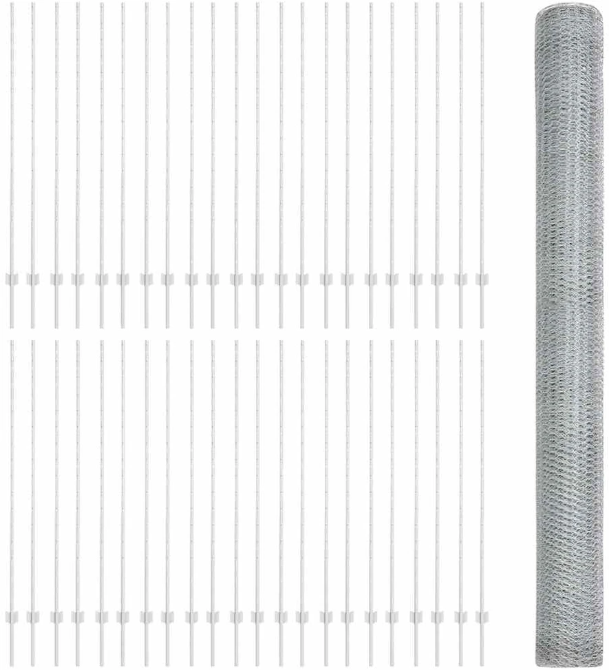 Hexagonal Fence with Post 100 x 1,6 m Galvanizuotas plienas