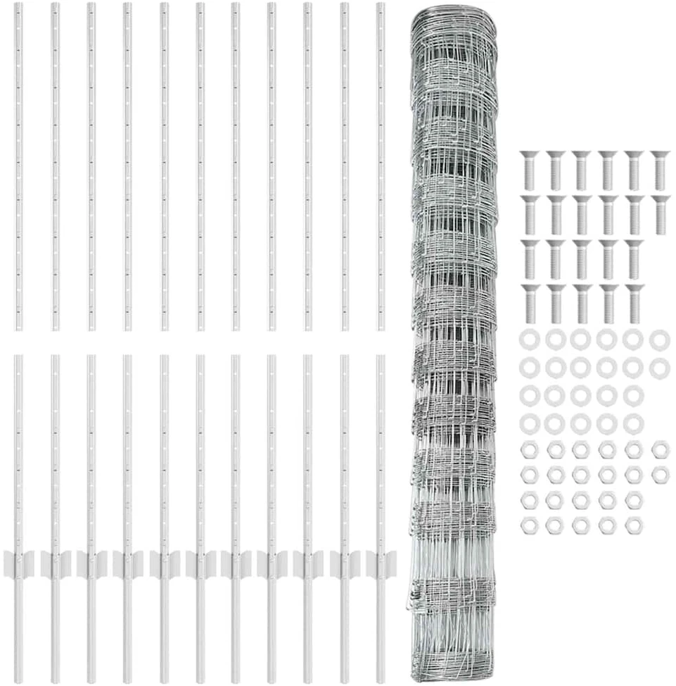 Lauko laukinė tvora su stulpais 25 x 1,2 m Sidabrinė Tinklelis