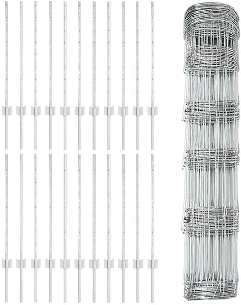 Lauko laukinė tvora su stulpais 50 x 0,8 m Sidabrinė Tinklelis