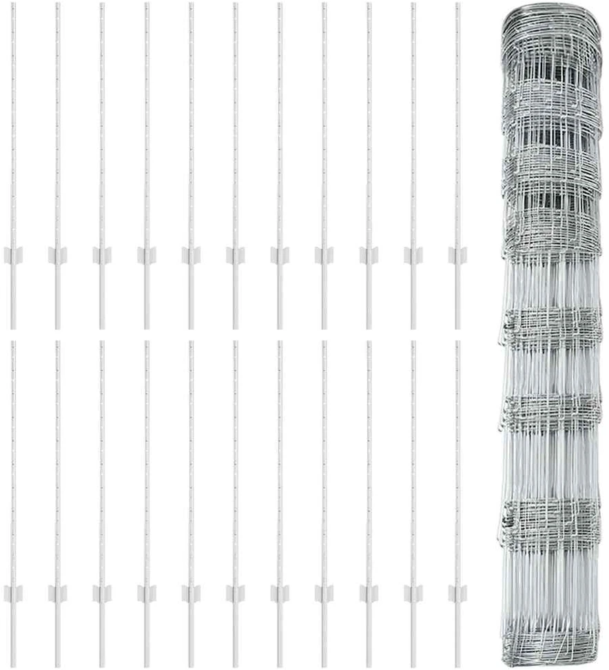 Lauko laukinė tvora su stulpais 50 x 1 m Galvanizuotas plienas
