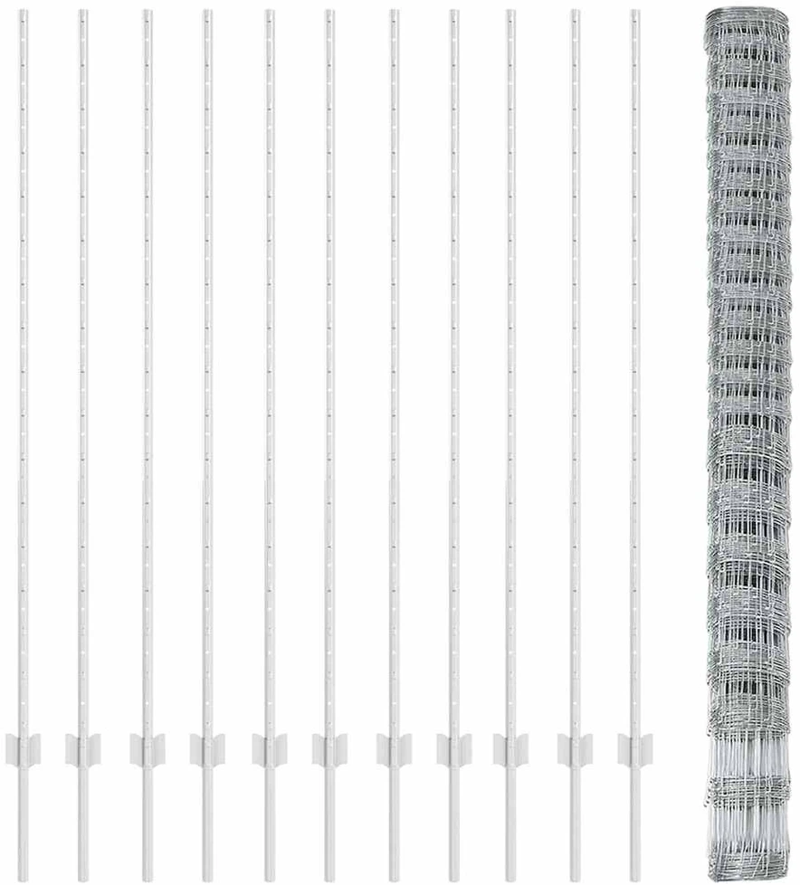 Lauko laukinė tvora su stulpais 25 x 1,6 m Sidabrinė Tinklelis