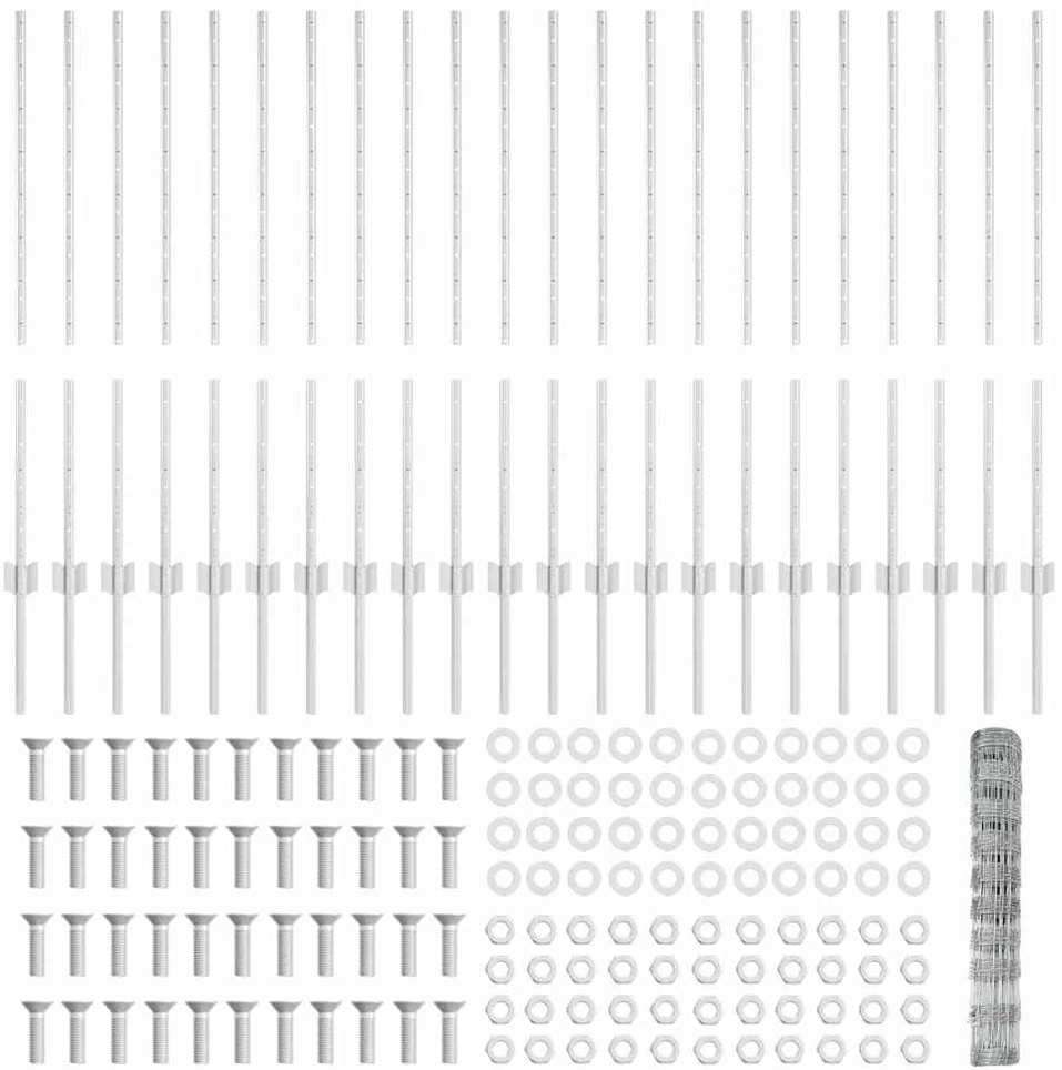 Lauko laukinė tvora su stulpais 50 x 1 m Galvanizuotas plienas