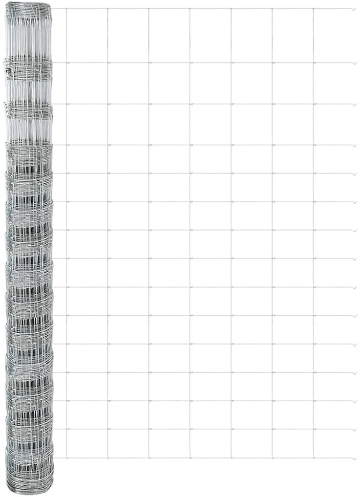 Lauko laukinė tvora su stulpais 25 x 1,6 m Sidabrinė Tinklelis