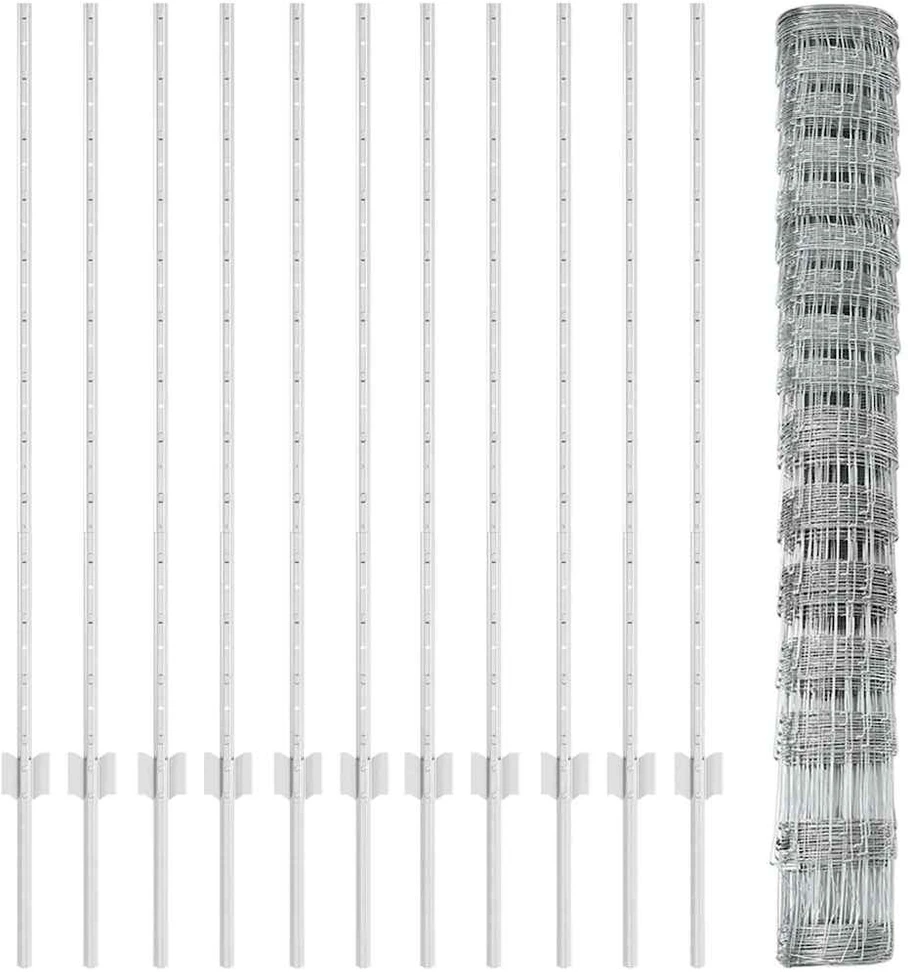 Lauko laukinė tvora su stulpais 25 x 1,2 m Sidabrinė Tinklelis