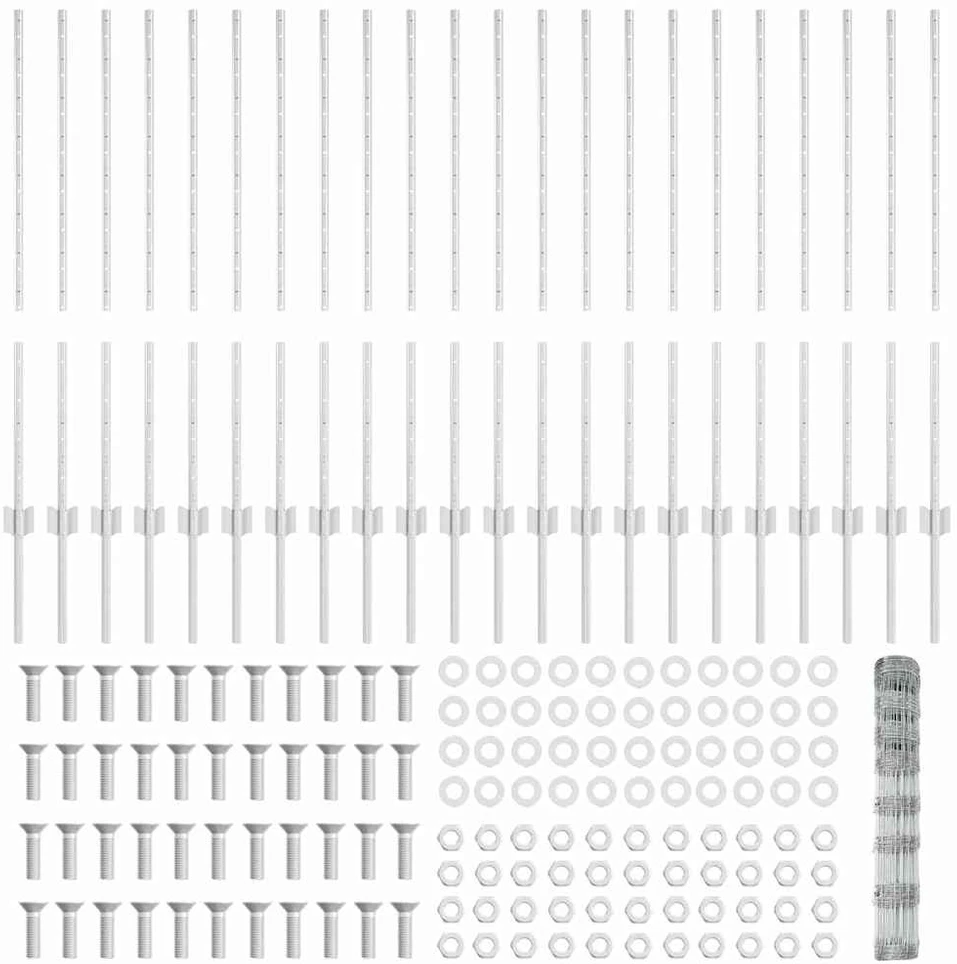 Lauko laukinė tvora su stulpais 50 x 1 m Galvanizuotas plienas