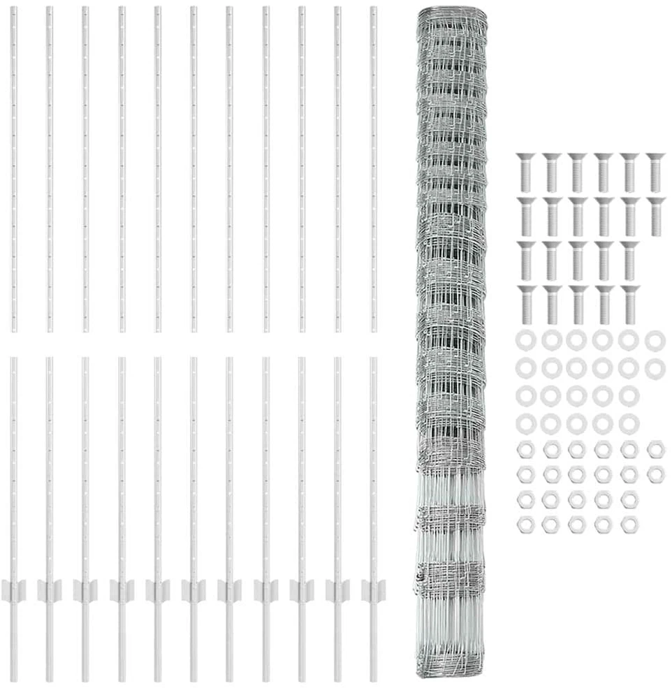 Lauko laukinė tvora su stulpais 25 x 1,5 m Sidabrinė Tinklelis