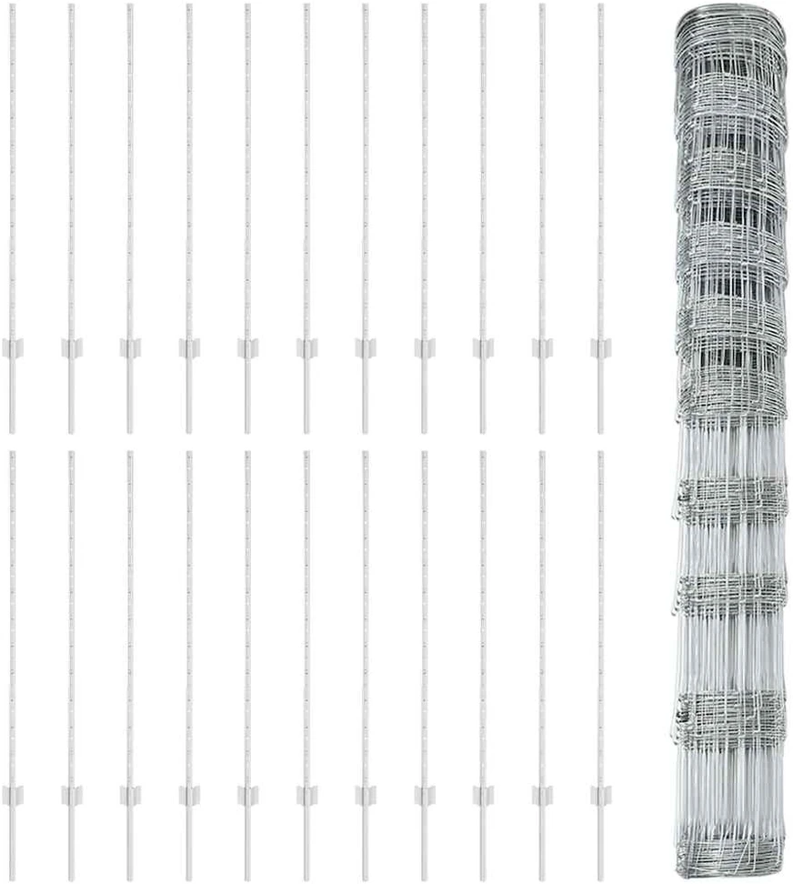 Lauko laukinė tvora su stulpais 50 x 1,2 m Sidabrinė Tinklelis