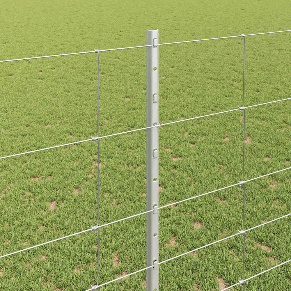 Lauko laukinė tvora su stulpais 25 x 1,4 m Sidabrinė Tinklelis