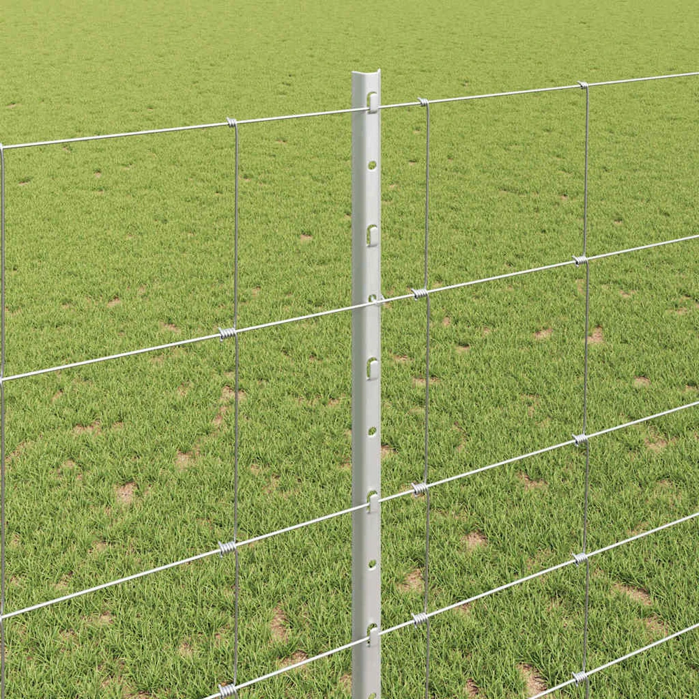 Lauko laukinė tvora su stulpais 50 x 1,4 m Sidabrinė Tinklelis