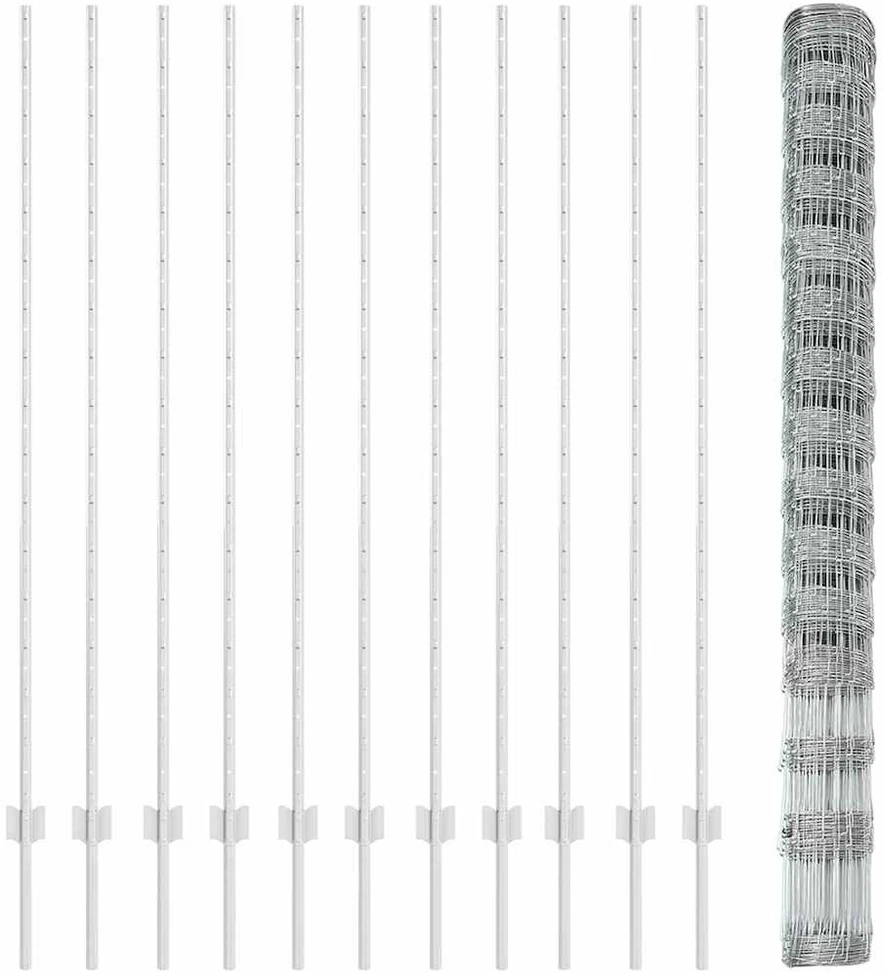 Lauko laukinė tvora su stulpais 25 x 1,6 m Sidabrinė Tinklelis