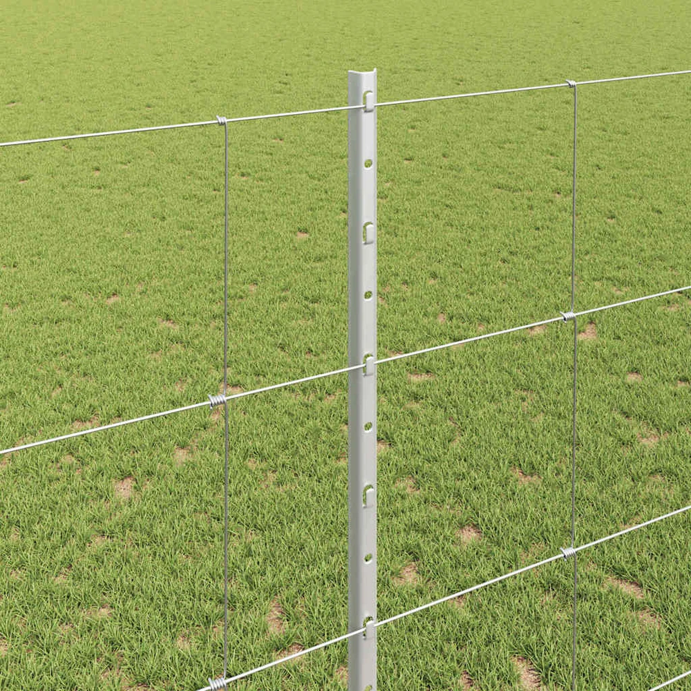 Lauko laukinė tvora su stulpais 25 x 1,4 m Sidabrinė Tinklelis