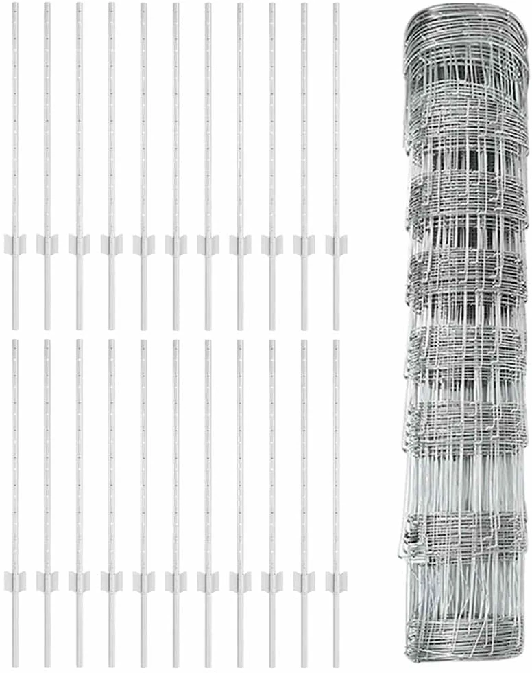 Lauko laukinė tvora su stulpais 50 x 0,8 m Sidabrinė Tinklelis