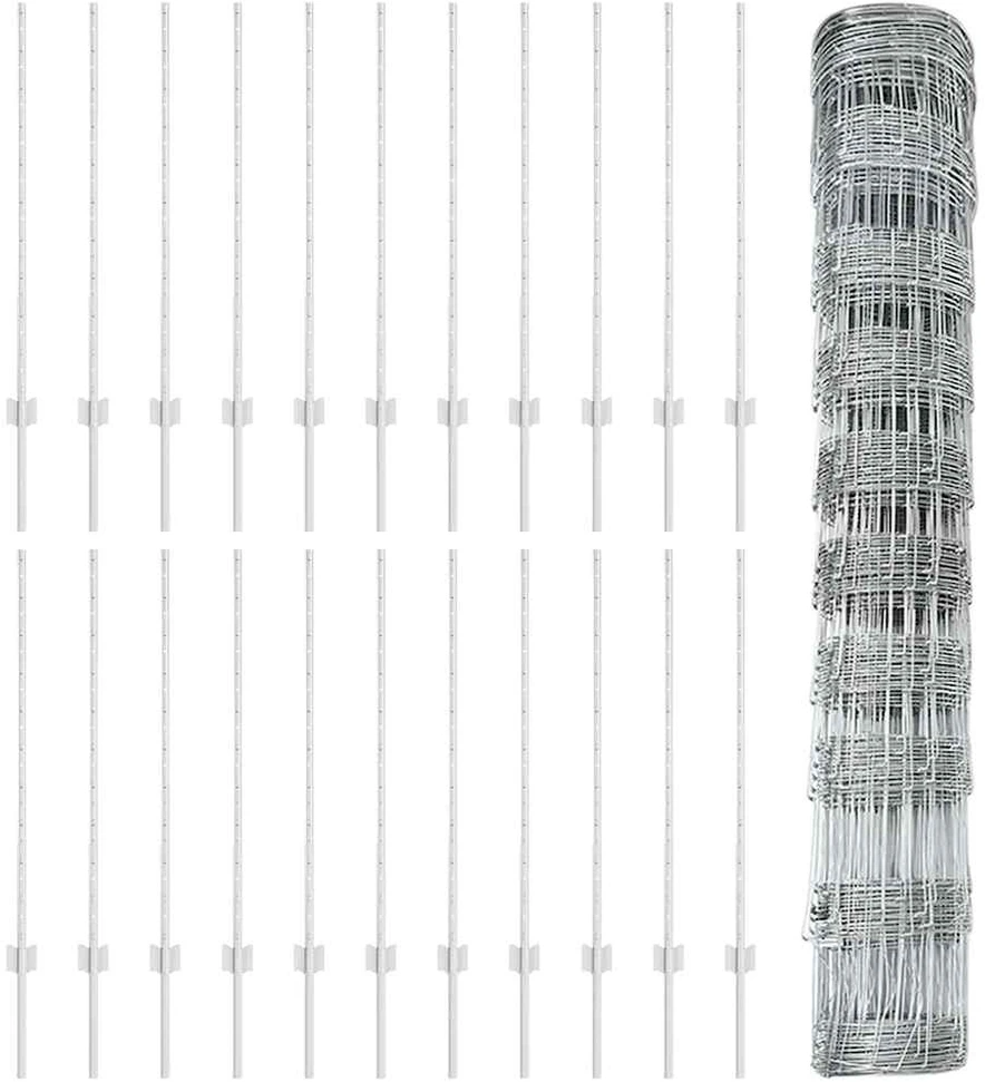 Lauko laukinė tvora su stulpais 50 x 1 m Galvanizuotas plienas