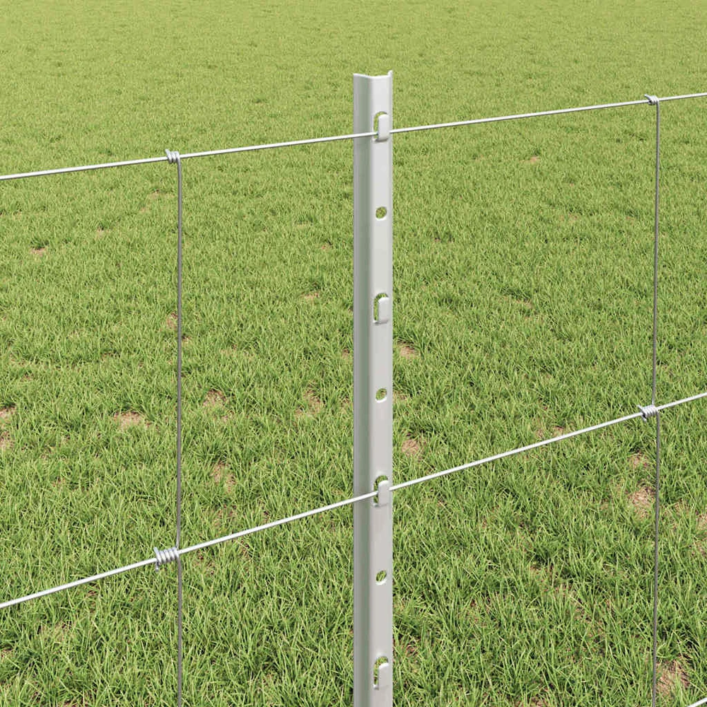 Lauko laukinė tvora su stulpais 50 x 0,8 m Sidabrinė Tinklelis