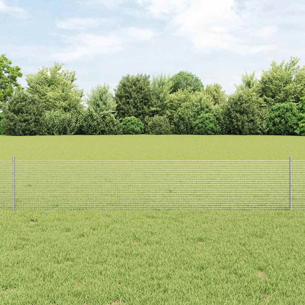 Suvirintas vielos tvora su stulpeliais 10 x 0,4 m Sidabrinė