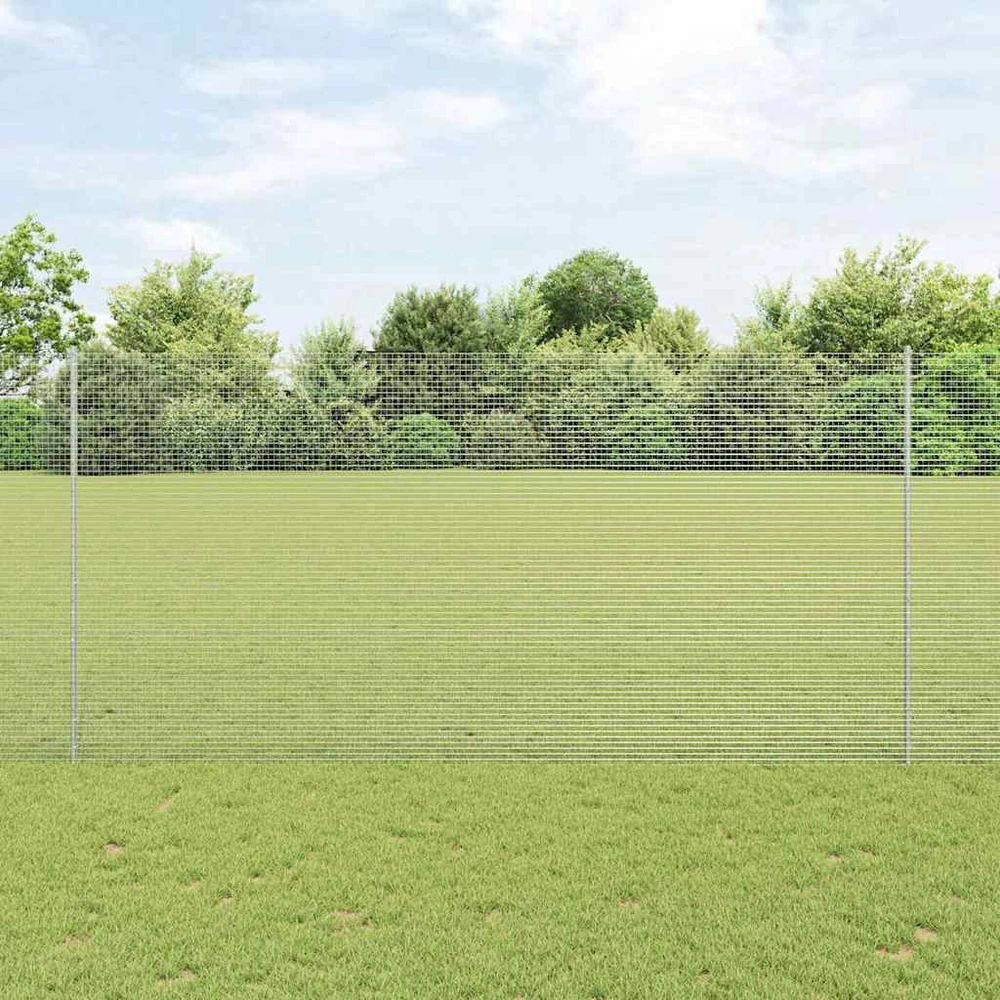 Suvirintas vielos tvora su stulpeliais 10 x 1,5 m Sidabrinė