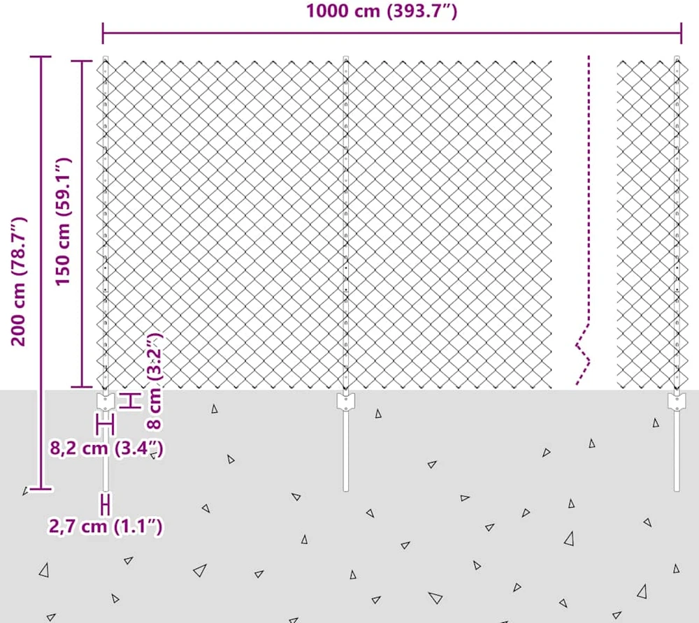Grandininės tvoros su stulpeliu 10 x 1,5 m