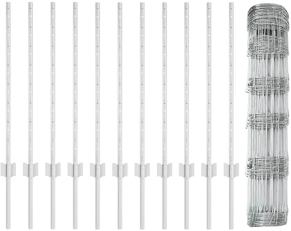 Lauko laukinė tvora su stulpais 50 x 0,8 m Sidabrinė Tinklelis