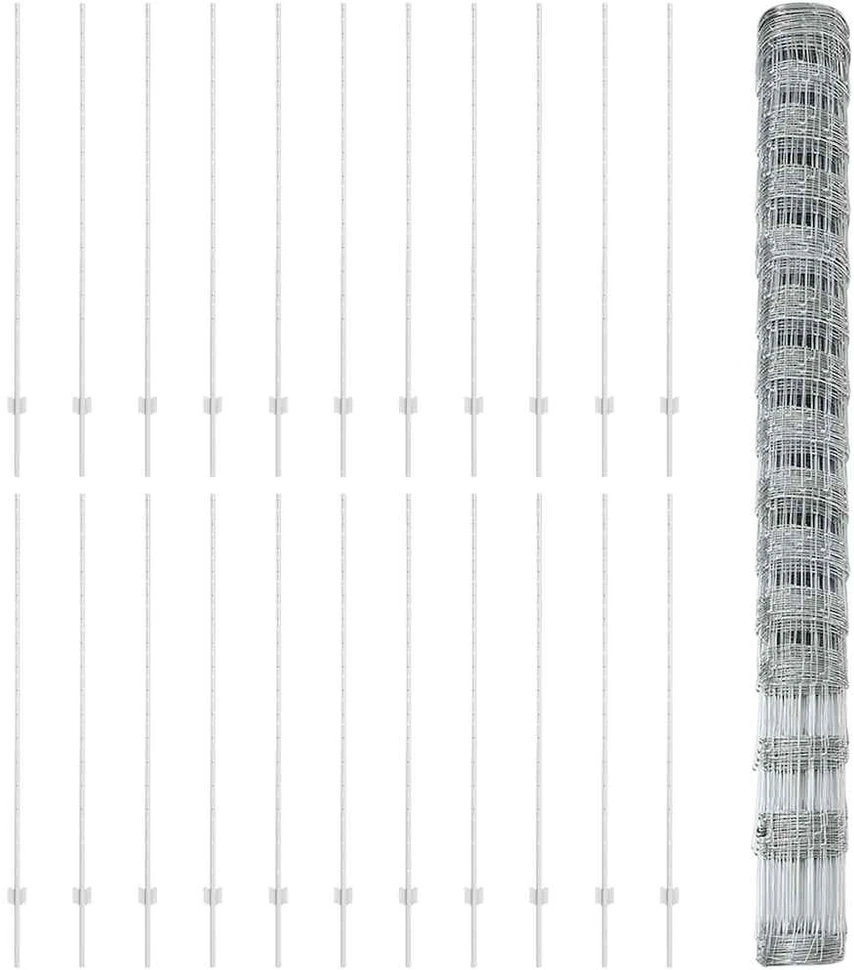 Lauko laukinė tvora su stulpais 50 x 1,6 m Sidabrinė Tinklelis