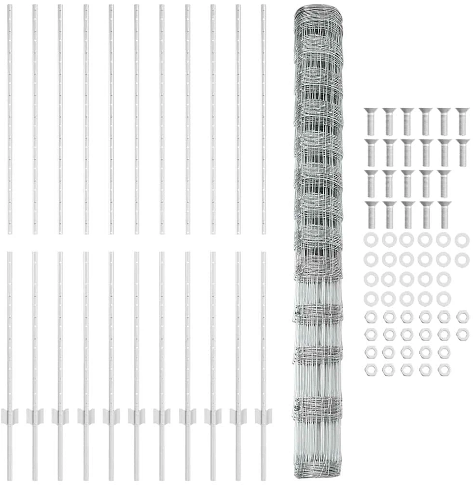 Lauko laukinė tvora su stulpais 25 x 1,5 m Sidabrinė Tinklelis