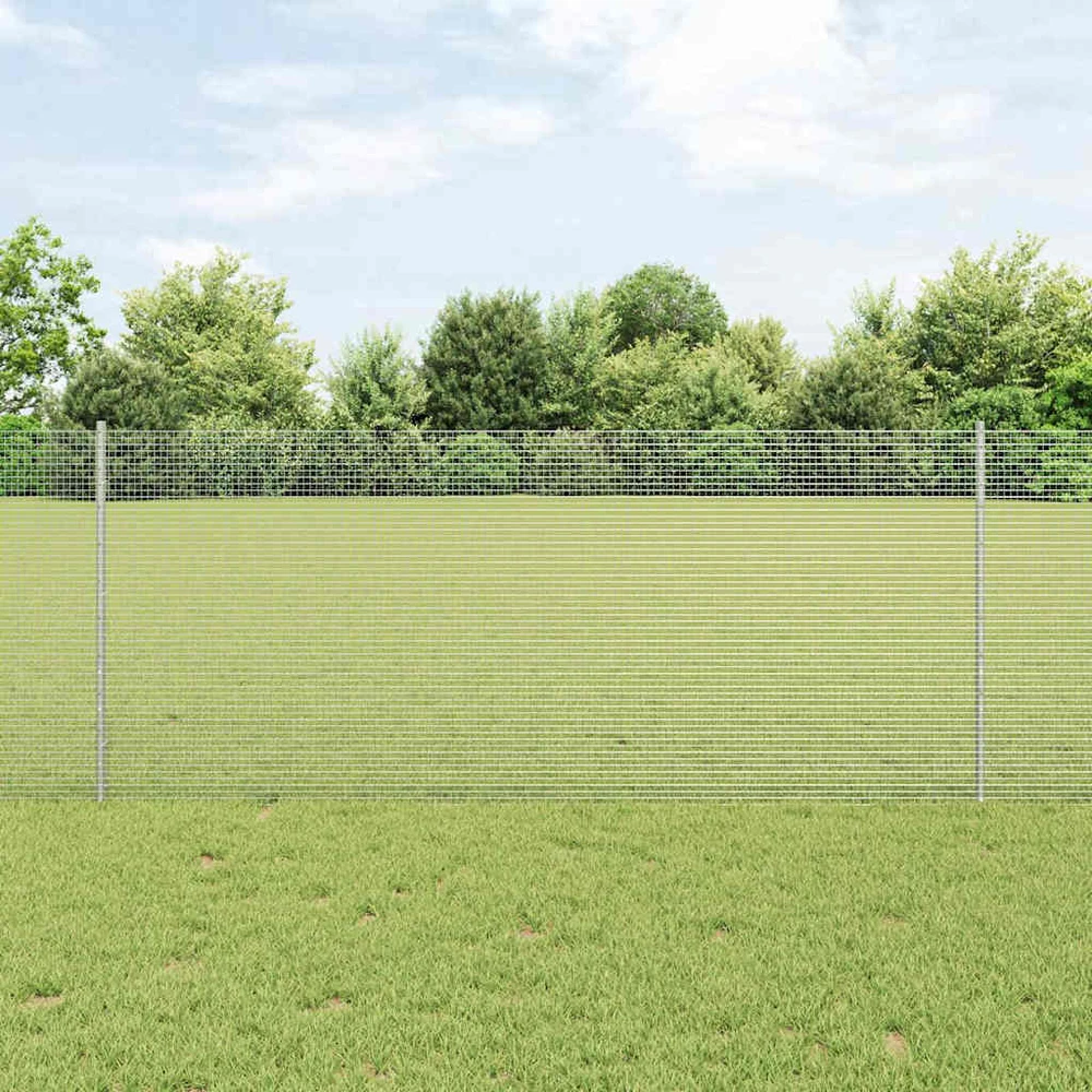 Suvirintas vielos tvora su stulpeliais 25 x 1 m Sidabrinė