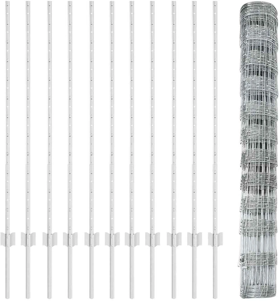 Lauko laukinė tvora su stulpais 25 x 1,2 m Sidabrinė Tinklelis