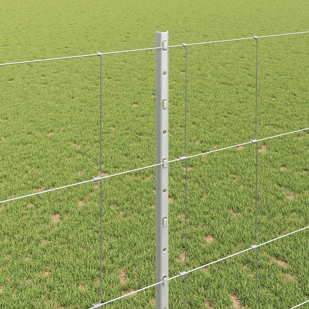 Lauko laukinė tvora su stulpais 25 x 1,4 m Sidabrinė Tinklelis