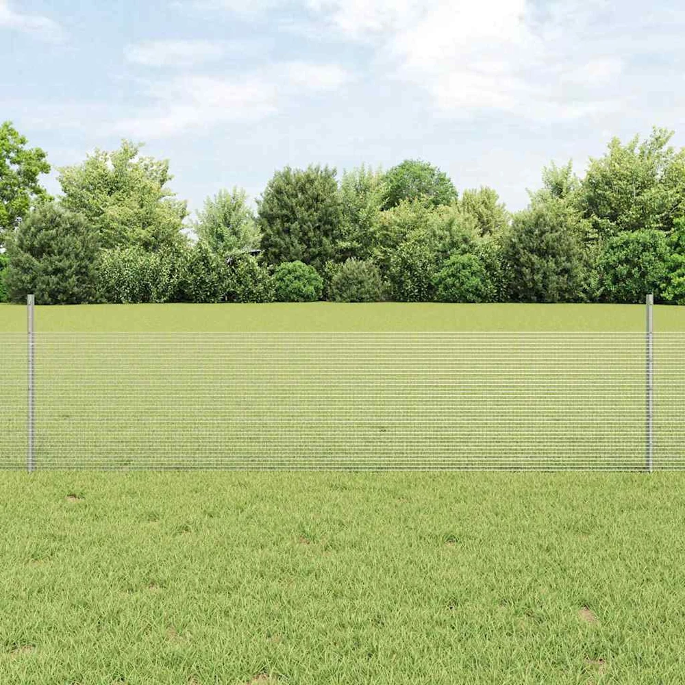 Suvirintas vielos tvora su stulpeliais 25 x 0,5 m Sidabrinė