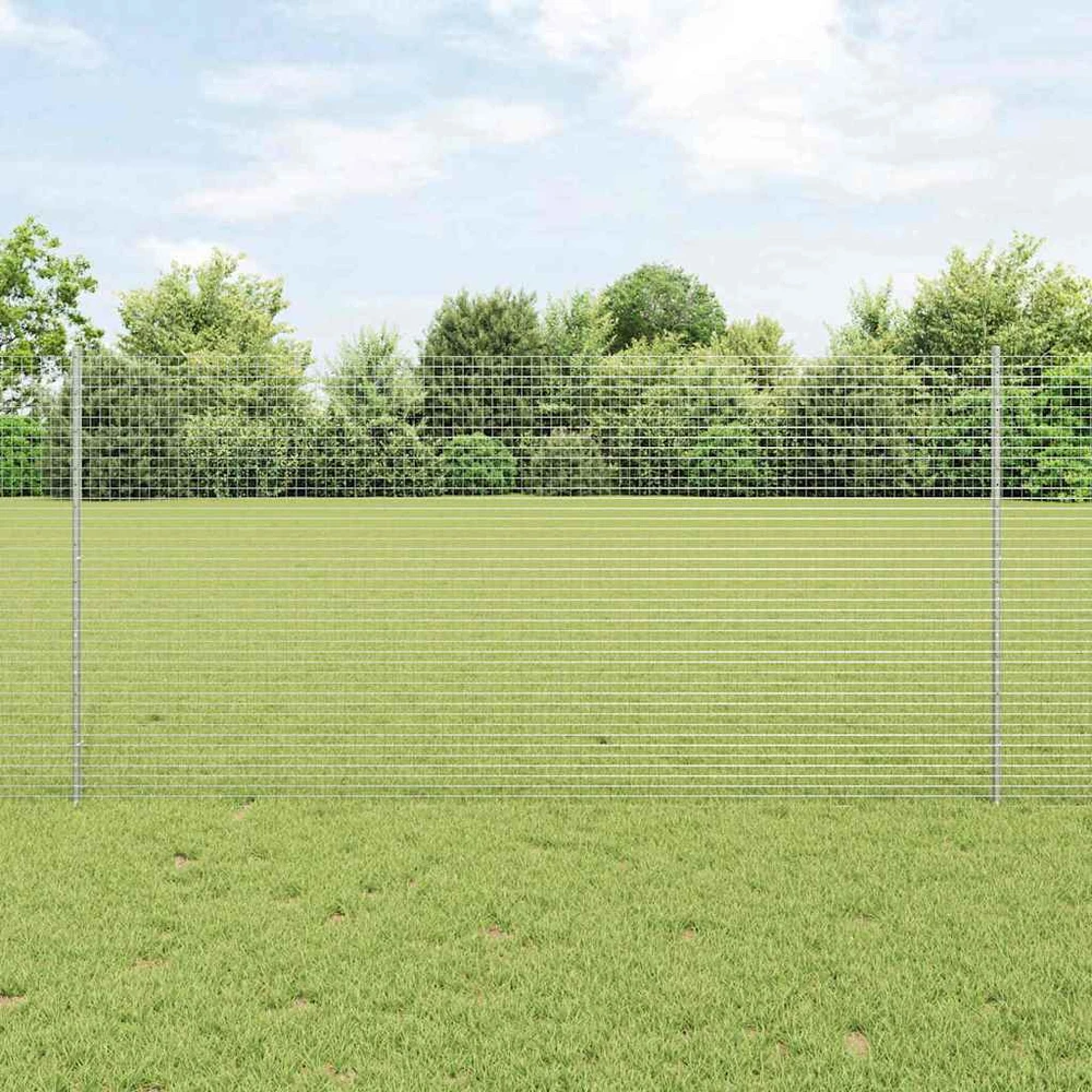 Suvirintas vielos tvora su stulpeliais 25 x 1,2 m Sidabrinė